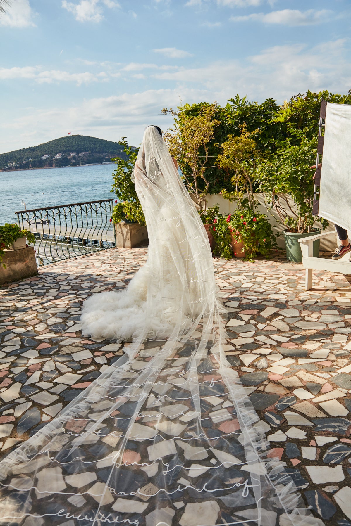 Embroidered wedding/bridal veil - LOVE POEM