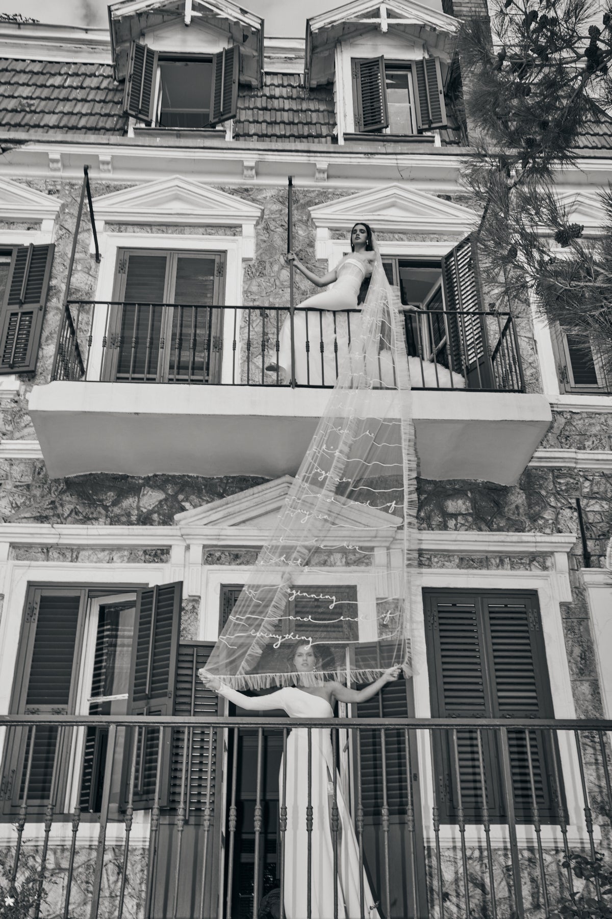 Embroidered wedding/bridal veil - LOVE POEM