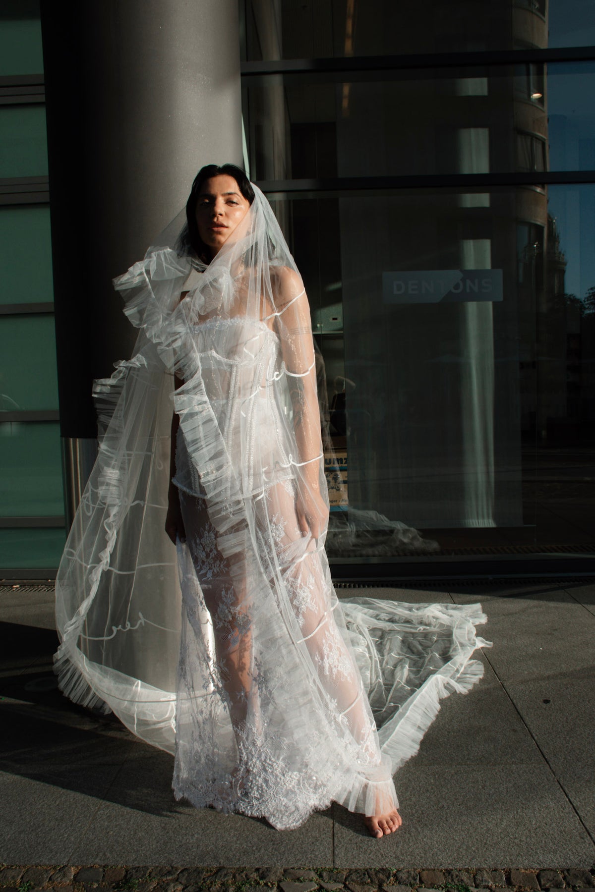 Embroidered wedding/bridal veil - LOVE POEM