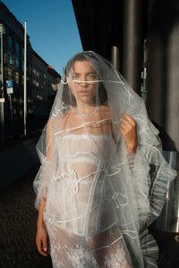 Embroidered wedding/bridal veil - LOVE POEM